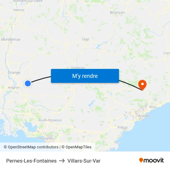 Pernes-Les-Fontaines to Villars-Sur-Var map