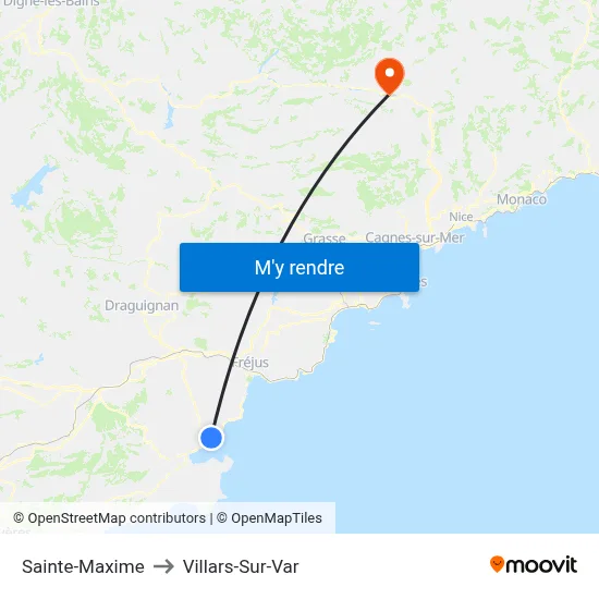 Sainte-Maxime to Villars-Sur-Var map
