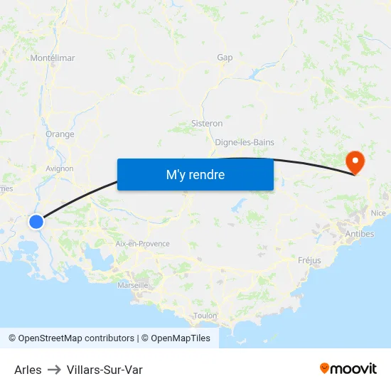 Arles to Villars-Sur-Var map