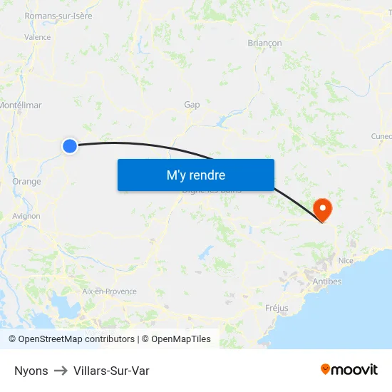 Nyons to Villars-Sur-Var map
