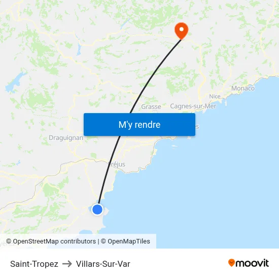 Saint-Tropez to Villars-Sur-Var map