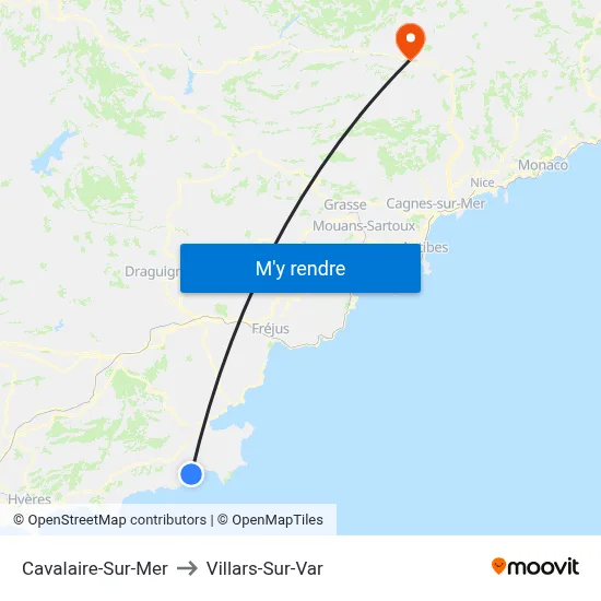 Cavalaire-Sur-Mer to Villars-Sur-Var map