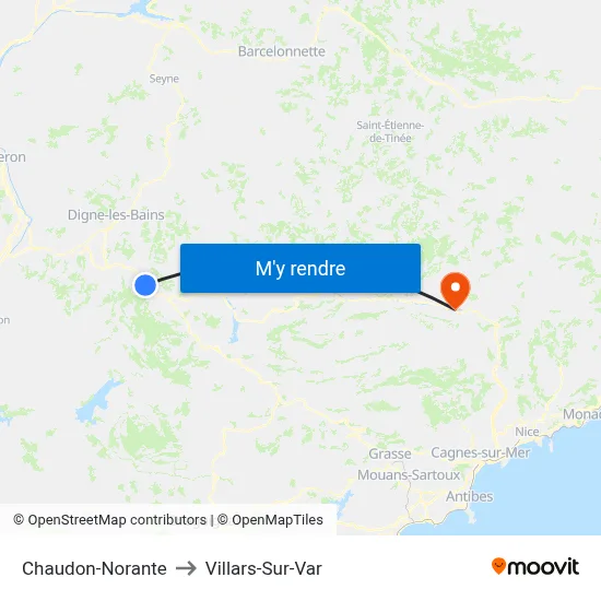 Chaudon-Norante to Villars-Sur-Var map