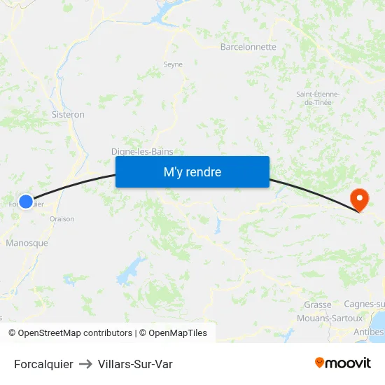 Forcalquier to Villars-Sur-Var map