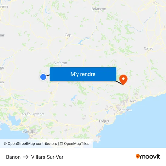 Banon to Villars-Sur-Var map