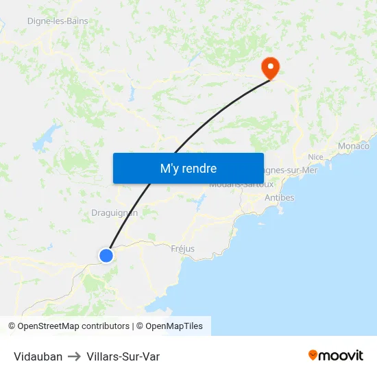 Vidauban to Villars-Sur-Var map