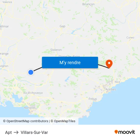 Apt to Villars-Sur-Var map