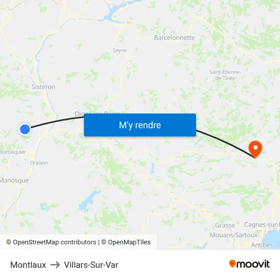 Montlaux to Villars-Sur-Var map