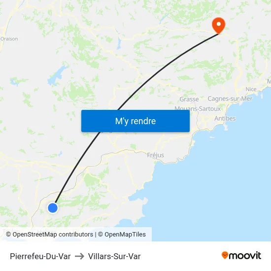 Pierrefeu-Du-Var to Villars-Sur-Var map
