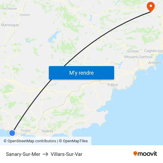Sanary-Sur-Mer to Villars-Sur-Var map