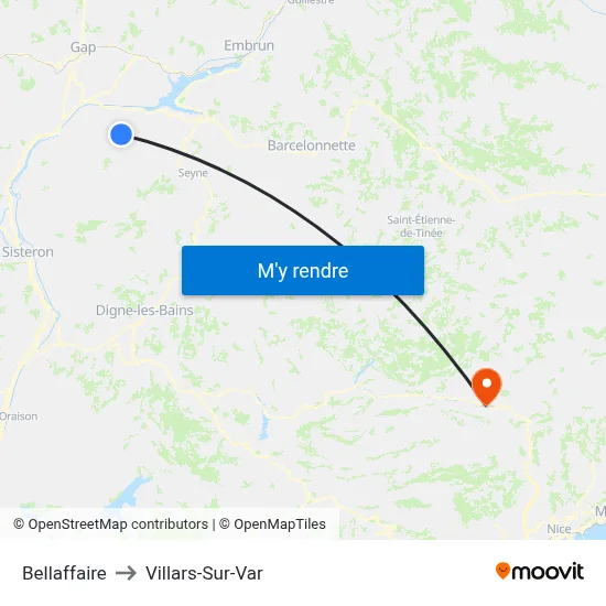 Bellaffaire to Villars-Sur-Var map