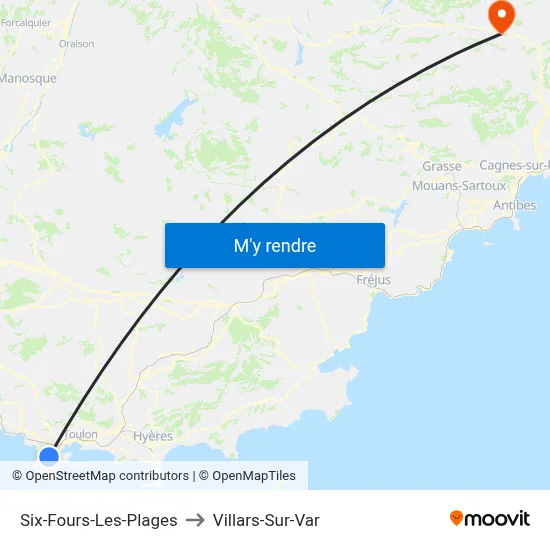 Six-Fours-Les-Plages to Villars-Sur-Var map