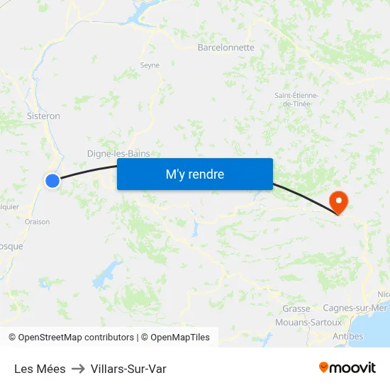 Les Mées to Villars-Sur-Var map