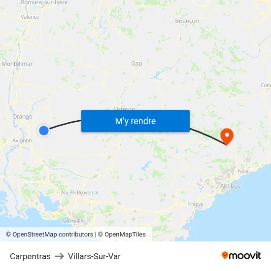Carpentras to Villars-Sur-Var map