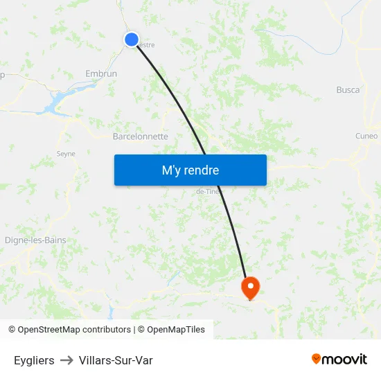 Eygliers to Villars-Sur-Var map