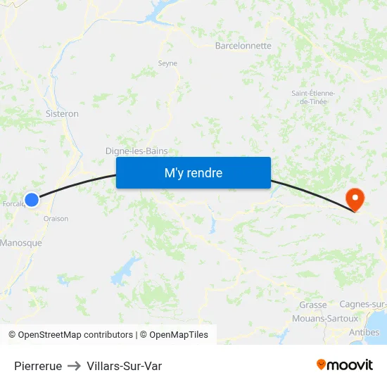 Pierrerue to Villars-Sur-Var map