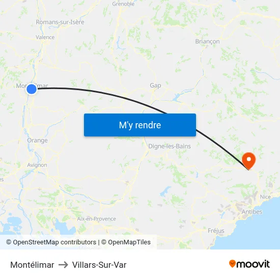 Montélimar to Villars-Sur-Var map