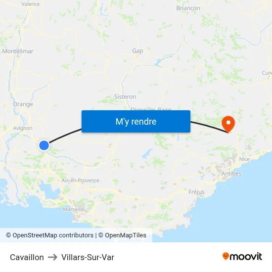 Cavaillon to Villars-Sur-Var map