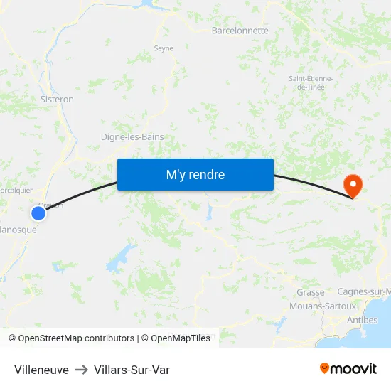 Villeneuve to Villars-Sur-Var map