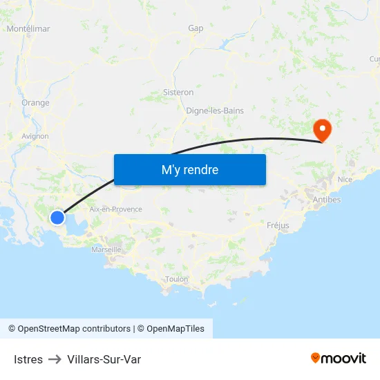 Istres to Villars-Sur-Var map
