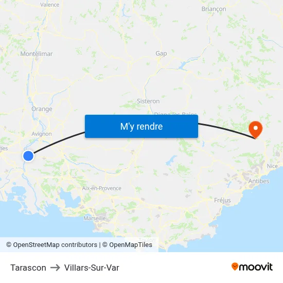 Tarascon to Villars-Sur-Var map