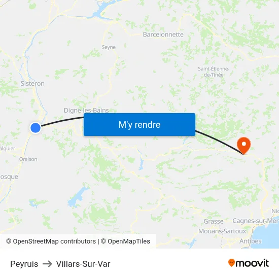 Peyruis to Villars-Sur-Var map