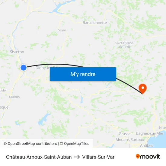 Château-Arnoux-Saint-Auban to Villars-Sur-Var map