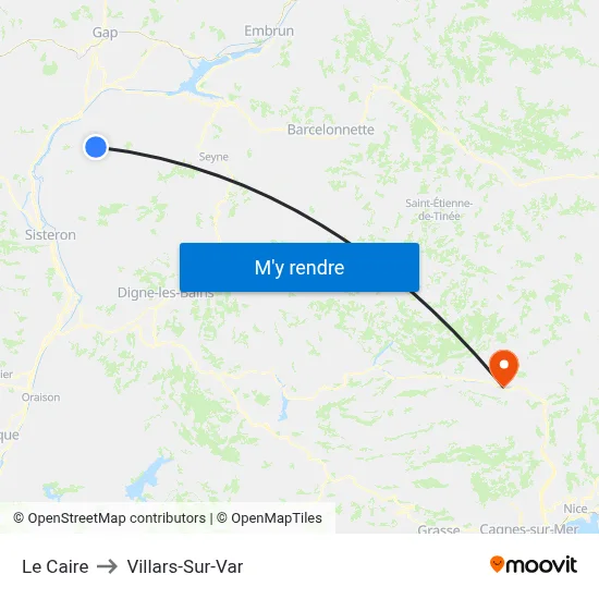 Le Caire to Villars-Sur-Var map