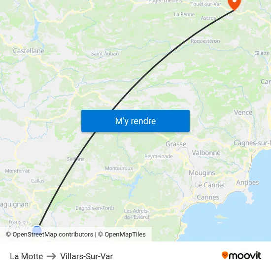 La Motte to Villars-Sur-Var map