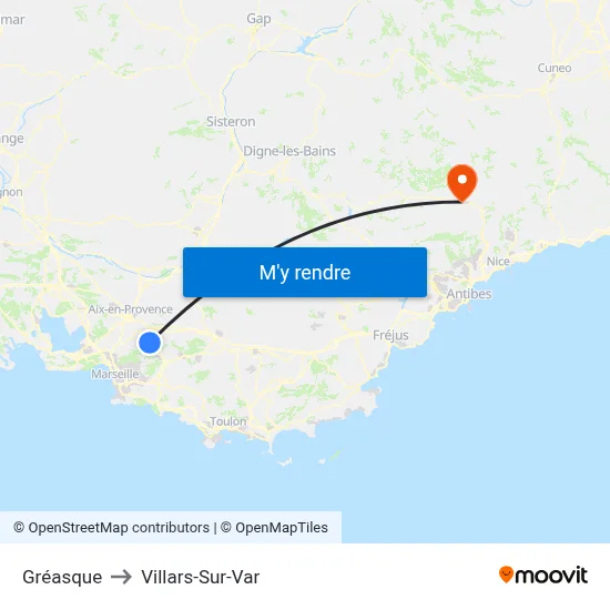 Gréasque to Villars-Sur-Var map
