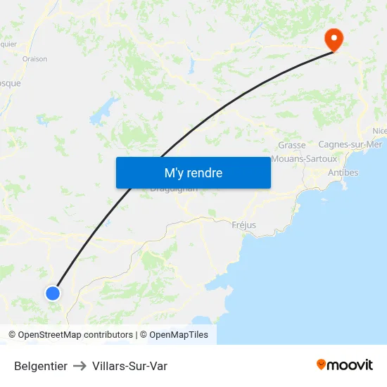 Belgentier to Villars-Sur-Var map