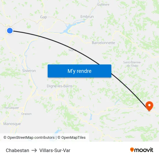 Chabestan to Villars-Sur-Var map