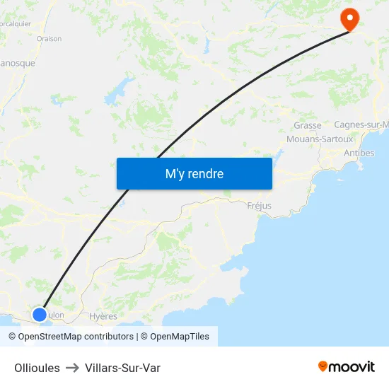 Ollioules to Villars-Sur-Var map