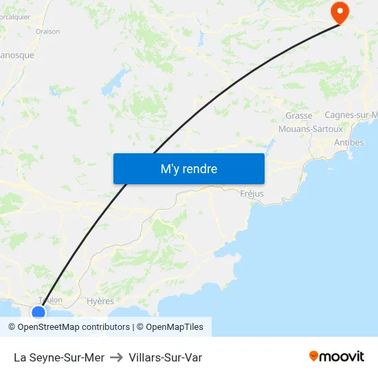 La Seyne-Sur-Mer to Villars-Sur-Var map