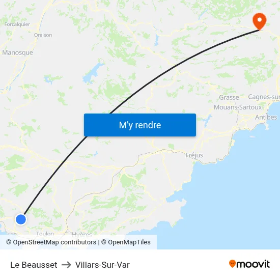 Le Beausset to Villars-Sur-Var map