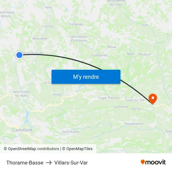 Thorame-Basse to Villars-Sur-Var map