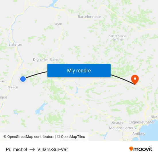 Puimichel to Villars-Sur-Var map