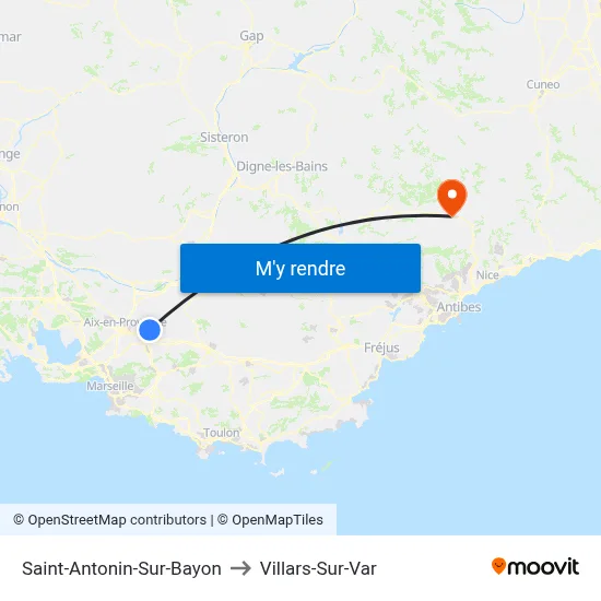 Saint-Antonin-Sur-Bayon to Villars-Sur-Var map
