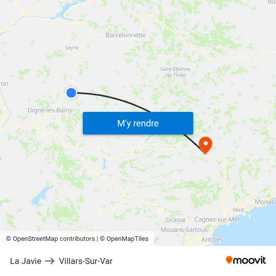 La Javie to Villars-Sur-Var map