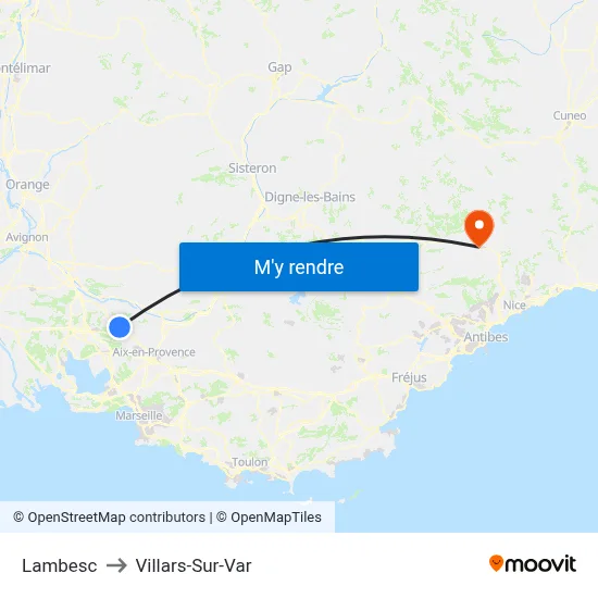 Lambesc to Villars-Sur-Var map