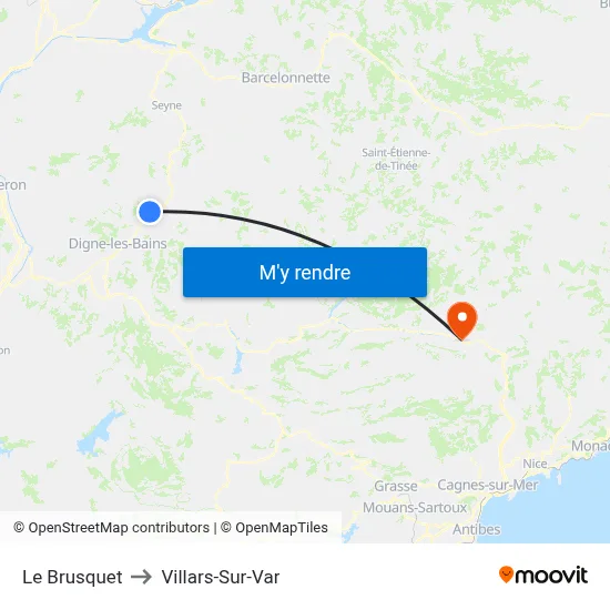 Le Brusquet to Villars-Sur-Var map