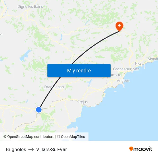 Brignoles to Villars-Sur-Var map