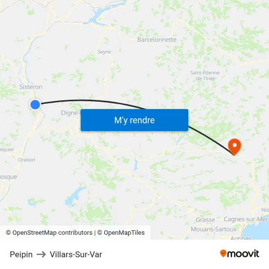 Peipin to Villars-Sur-Var map