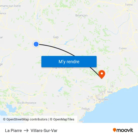 La Piarre to Villars-Sur-Var map