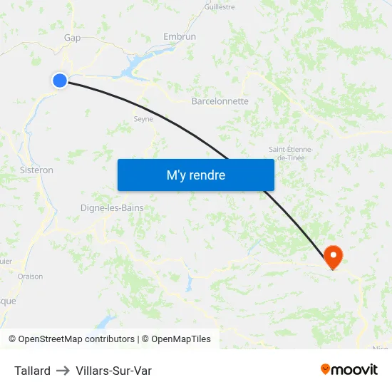 Tallard to Villars-Sur-Var map