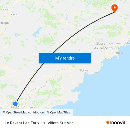 Le Revest-Les-Eaux to Villars-Sur-Var map