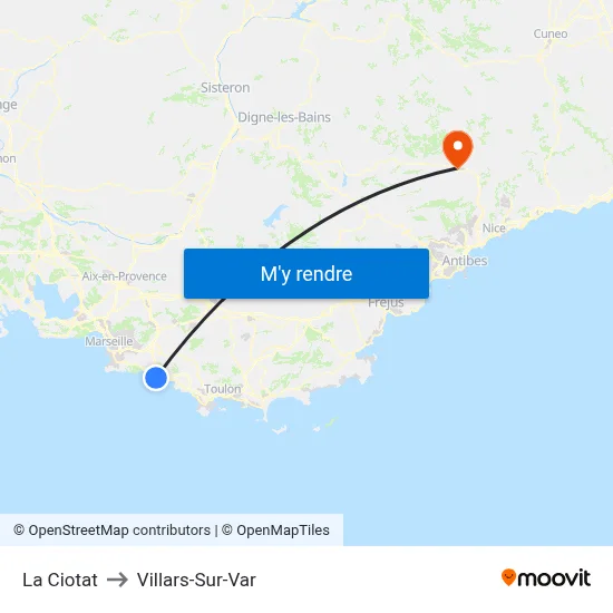 La Ciotat to Villars-Sur-Var map