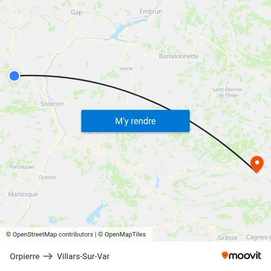 Orpierre to Villars-Sur-Var map