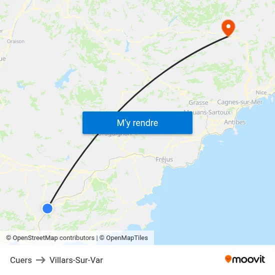 Cuers to Villars-Sur-Var map