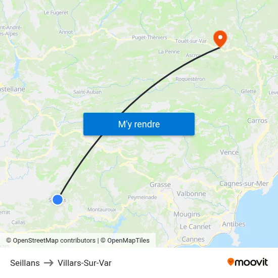 Seillans to Villars-Sur-Var map